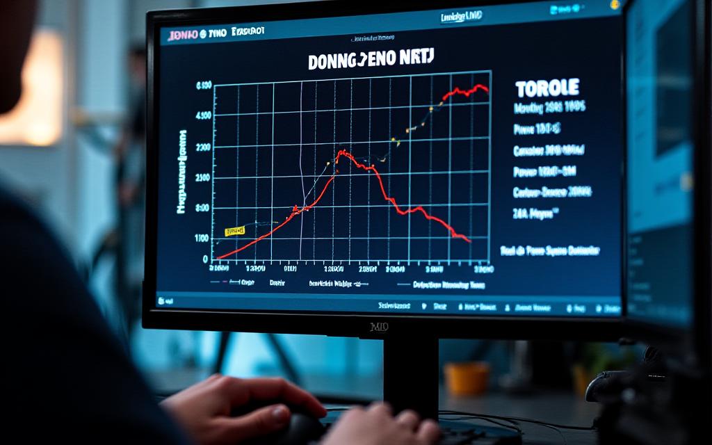 Computer monitor displaying dyno run graph with horsepower and torque curves